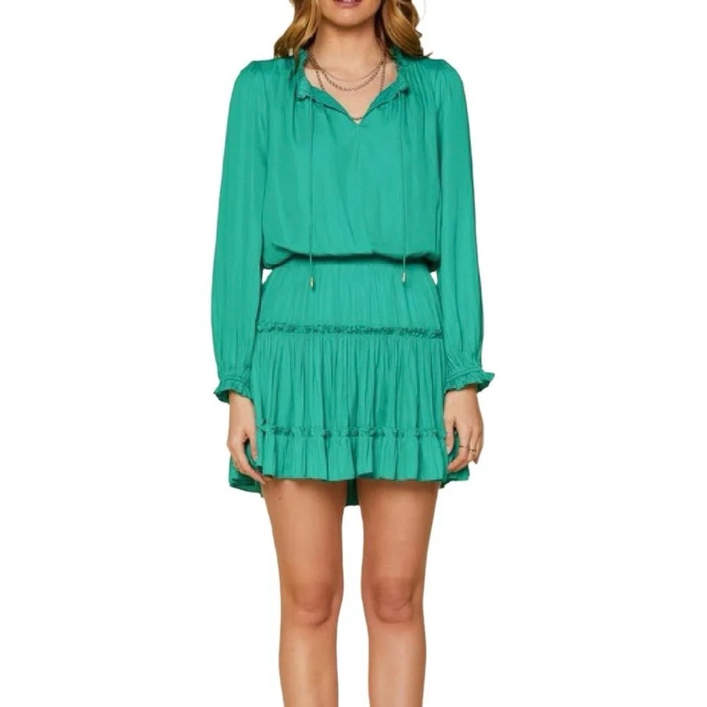 Skies Are Blue Teal Long Sleeve Dress